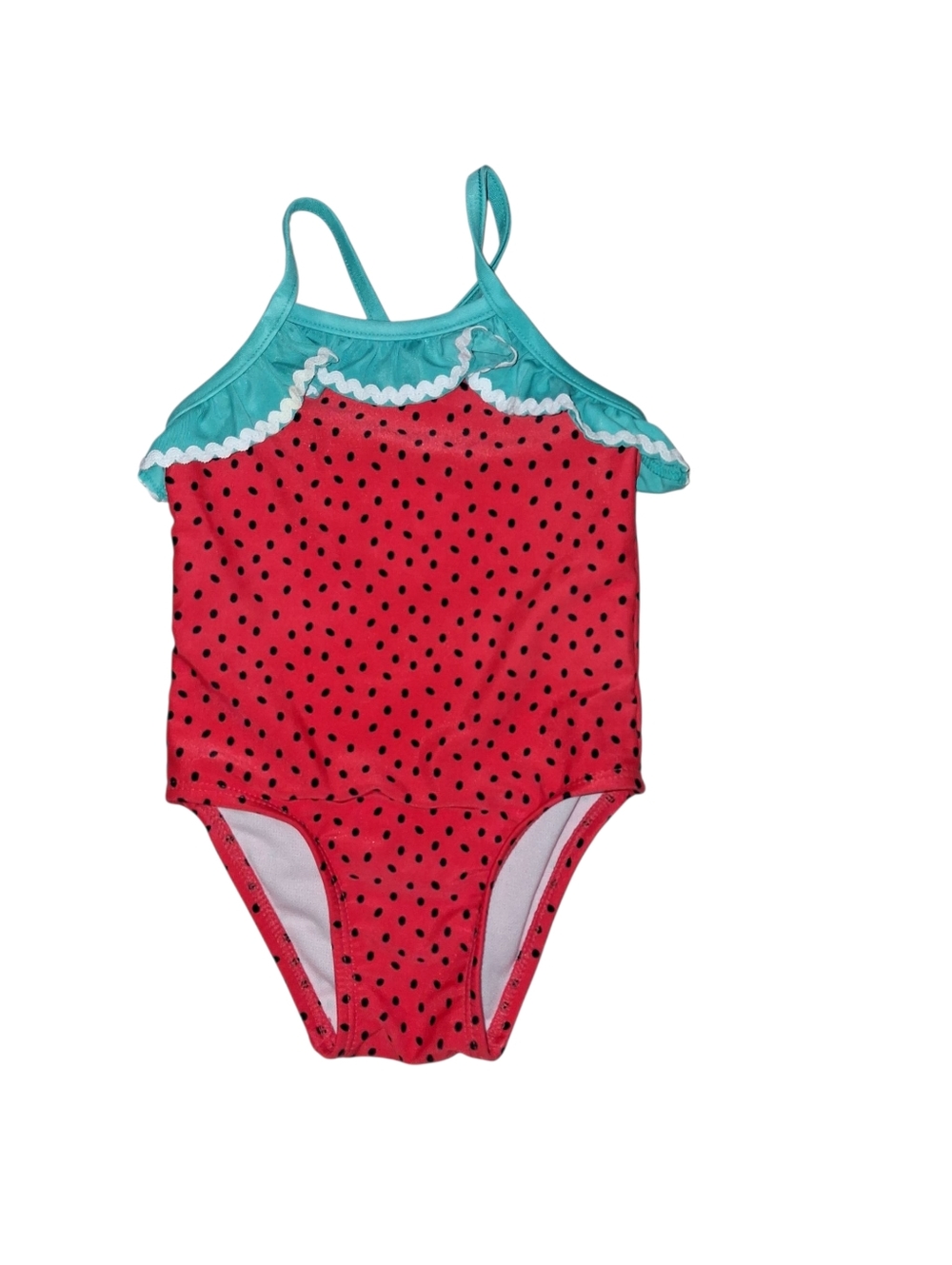 Cat & Jack Pink Watermelon Print One-Piece Swimsuit with Teal Trim
